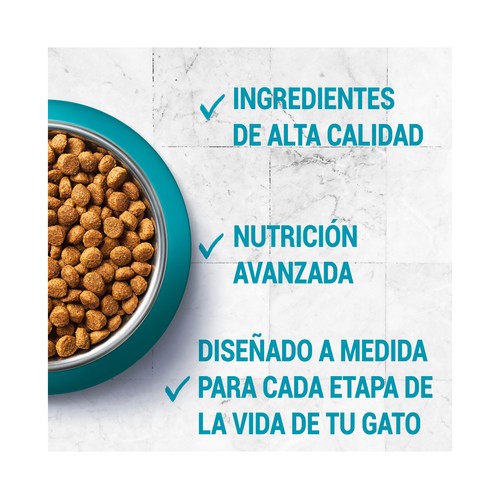 PURINA ONE Pienso rico en pollo y cereales integrales tratamiento bolas de pelo saco 1,5 kg.