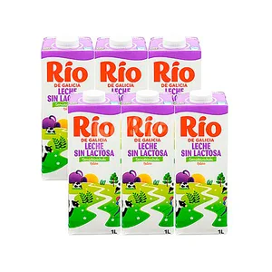 RÍO Leche de vaca semidesnatada y sin lactosa, de origen 100% gallego RIO Natural 6 x 1 l.