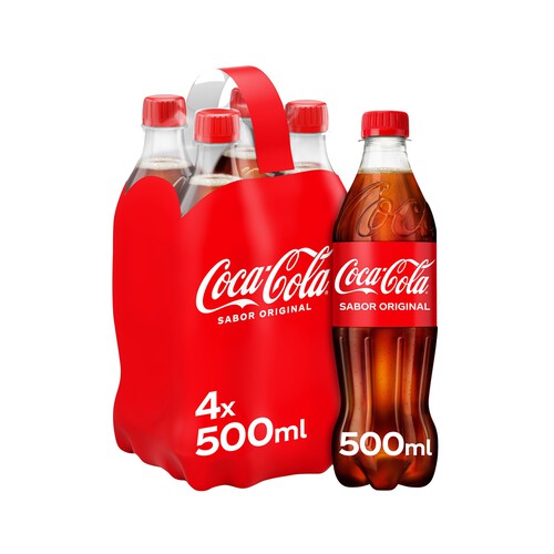 COCA COLA Refresco de cola COCA COLA pack 4 botellas de 500 ml.