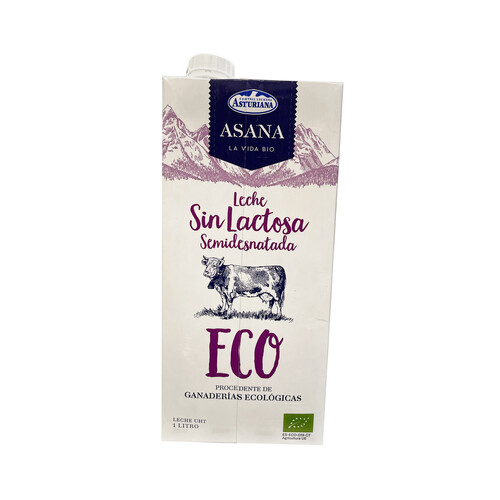 Leche semidesnatada sin lactosa Eco ASANA 1 l.