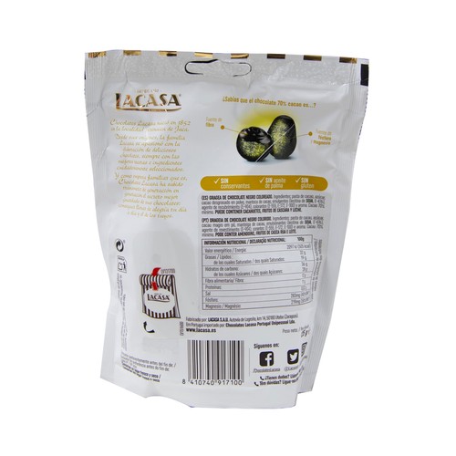 Huevitos de chocolate negro 70 % LACASA Golden Eggs 125 g.