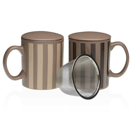 Taza infusión gres, surtida con rayas. VERSA HOME
