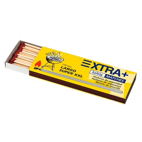 Caja de 50 fósforos extra largos Super XXL de 170 mm, para barbacoa, GARDENSERVICEZM