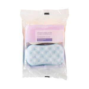 COSMIA Esponjas de doble acción (exfoliación facial intensa) para todo tipo de pieles 2 uds.