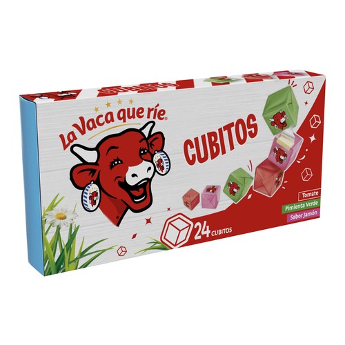 LA VACA QUE RÍE Queso en dados apericubo sabor tomate, pimienta verde y jamón LA VACA QUE RIE 24 uds.125 g.