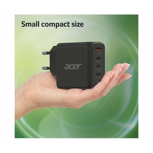Cargador 3 puertos usb-C + usb-A ACER, 100W, 2 metros de cable usb-C, color negro