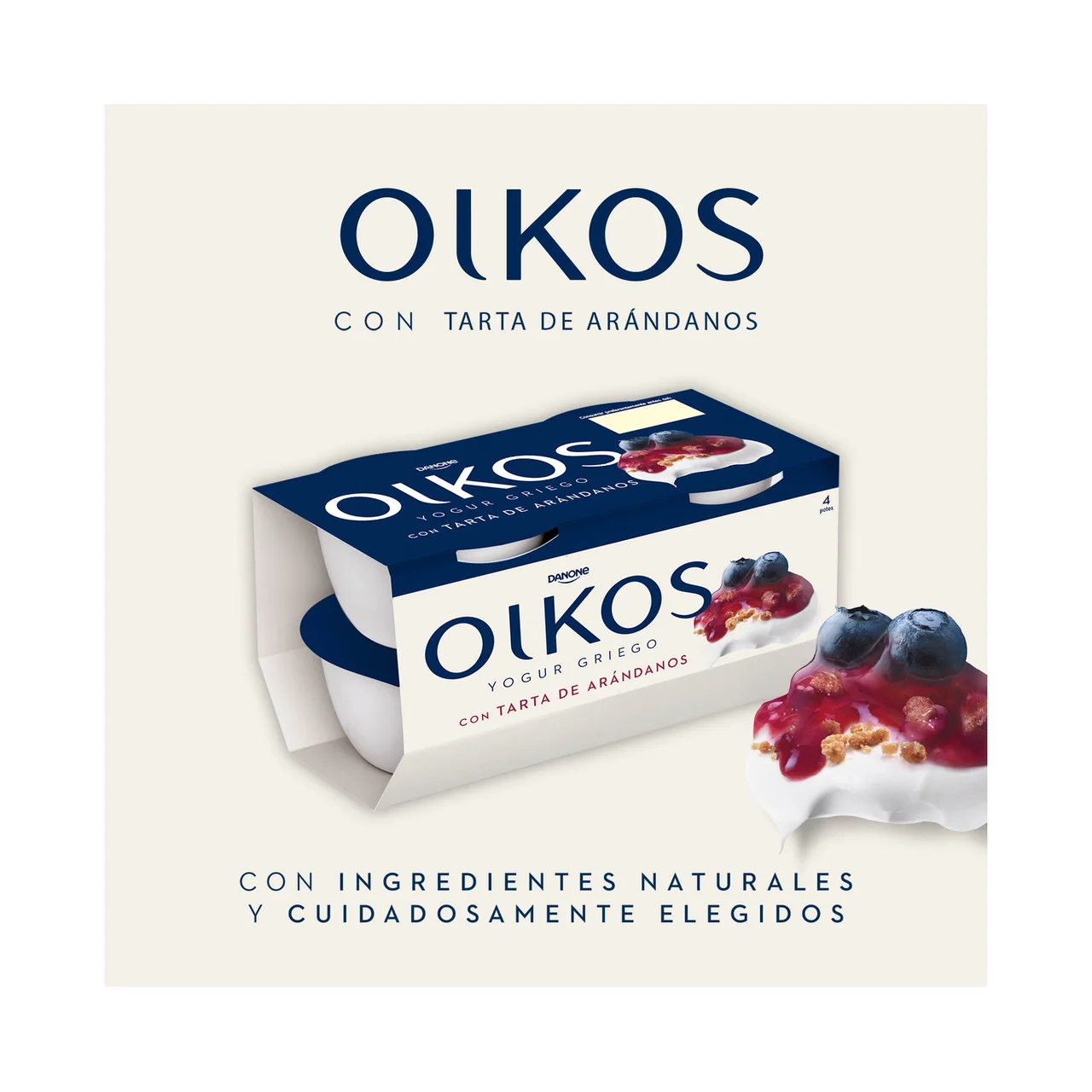 De Danone Yogur griego con tarta de arándanos 4 x 110 g.