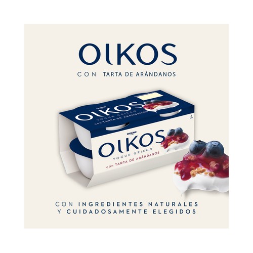 OIKOS de Danone Yogur griego con tarta de arándanos 4 x 110 g.