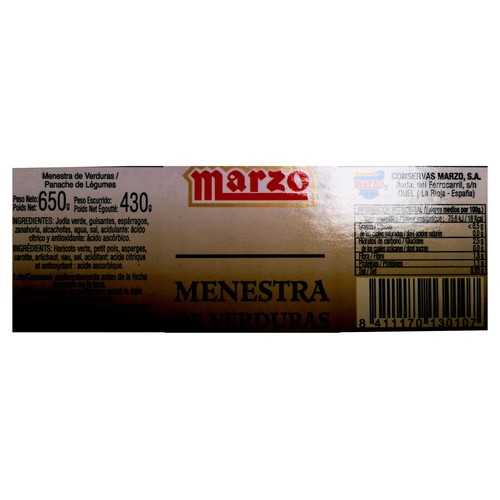 MARZO Menestra de verduras 430 g.