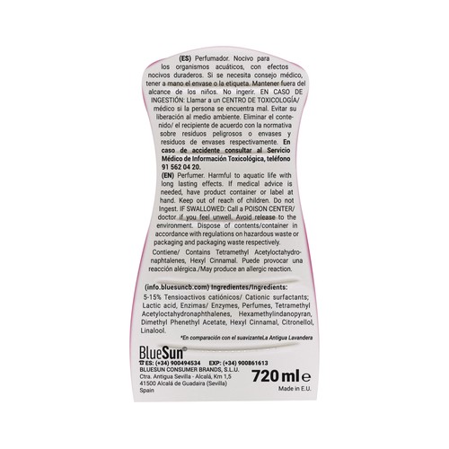 LA ANTIGUA LAVANDERA Perfumador para ropa elixir floral 36cc 720ml.