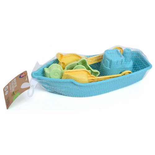 Alcampo Barco de playa con pala rastrillo y moldes color surtido