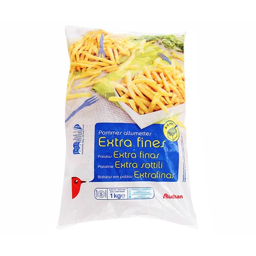 AUCHAN Patatas prefritas y ultracongeladas, con corte extrafino 1 kg. Producto Alcampo