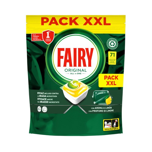 FAIRY Original Detergente todo en uno para lavavajillas en cápsulas, con aroma a limón 71 uds.