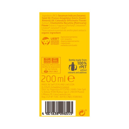 WELEDA Baby Aceite protector para bebé, con extracto de Caléndula 200 ml.