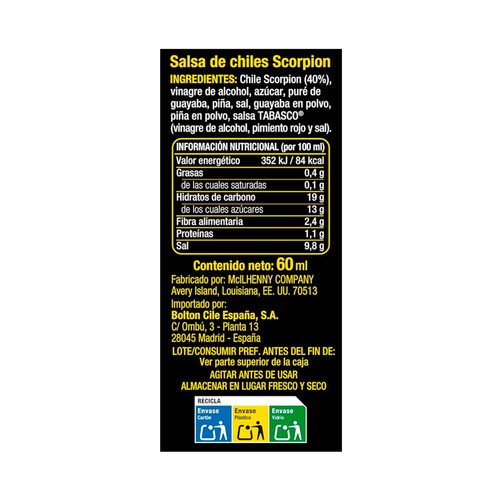 TABASCO Scorpion salsa picante 60ml