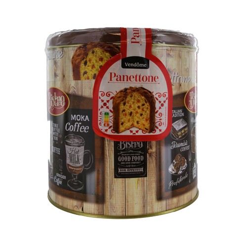 VENDOMIE Panettone elaborado con mantequilla 100% relleno de fruta escarchada 1 kg.