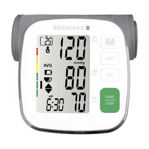 Tensiómetro de brazo MEDISANA BU 540 CONNECT, pantalla fácil lectura, indicador arritmias.
