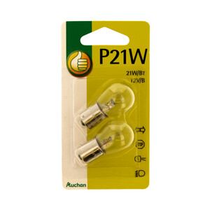 Imagen de Lote de 2 bombillas para automóvil, tipo P21W y 12V/B, PRODUCTO ECONÓMICO ALCAMPO.