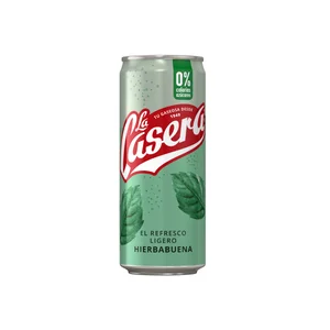 LA CASERA Refresco ligero (gaseosa) sabor hierbabuena lata 33 cl.