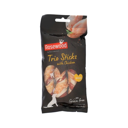 PETS UNLIMITED Trío de sticks de pollo medianos 90 g.