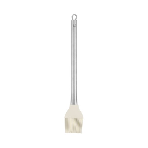Pincel de cocina 30cm de silicona con mango de acero inxidable color blanco. ACTUEL