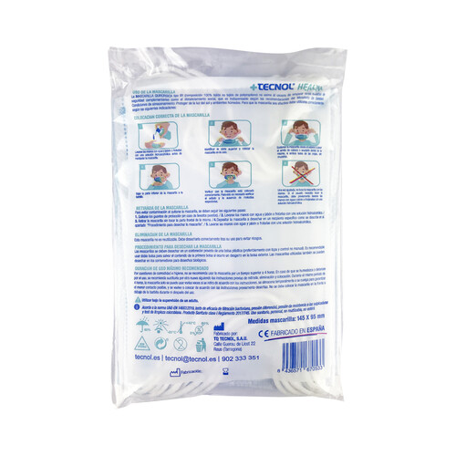 TECNOL Mascarillas quirúrgicas desechables infantiles (tipo IIR) TECNOL 10 uds.