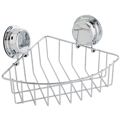Estante rinconera con ventosa para ducha en color plata. AUCHAN.