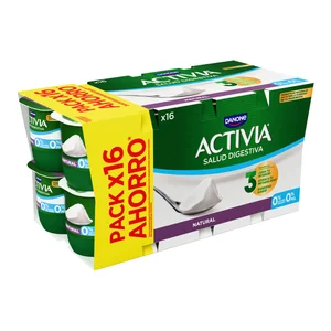 ACTIVIA Bífidus desnatado (0% materia grasa) y sabor natural 0% de Danone 16 x 120 g.