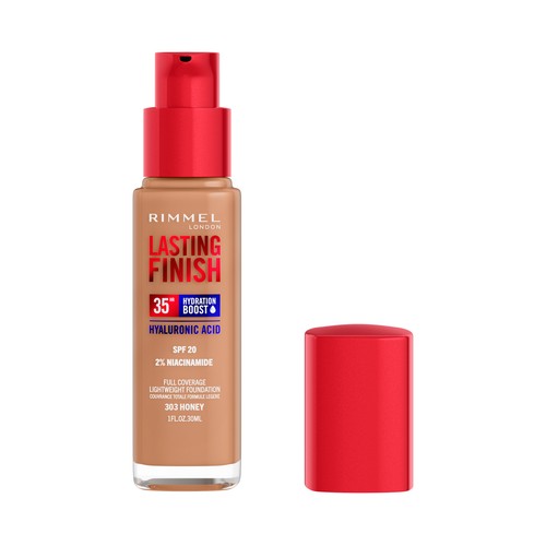 RIMMEL Lasting finish tono 303 Honey Base de maquillaje hidratante de larga duración.
