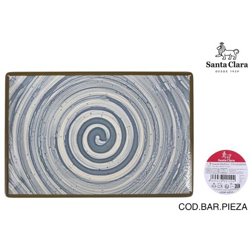 Fuente rectangular 30x20cm melamina, modelo Loop azul ELITE