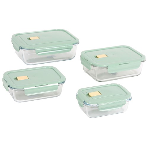Set 4 tuppers herméticos. 0,35-0,6-0,95-1,4l boro. Con tapa. TARBERSEO
