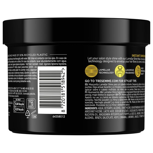 TRESEMMÉ Lamellar shine Máscarilla capilar para cabellos apagados o sin vida 440 ml.