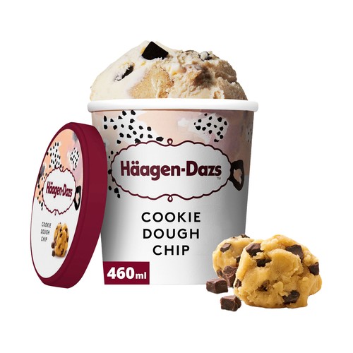 HÄAGEN-DAZS Tarrina de helado de vainilla con trocitos de masa de galletas y pepitas de chocolate 460 ml.