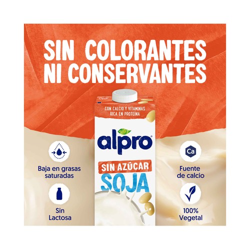 ALPRO Bebida de soja 100% vegetal, sin azúcar y rica en proteína vegetal 1 l.