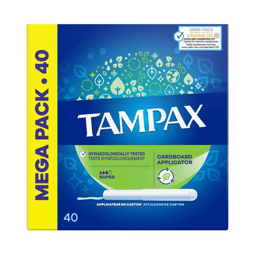 TAMPAX Tampones super con aplicador de cartón TAMPAX 40 uds.
