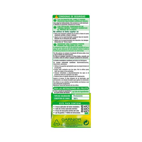 GARNIER Nutrisse créme Tinte de pelo permanente color negro, tono 1.