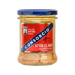 CONSORCIO Atún claro en aceite de oliva frasco de 195 g.