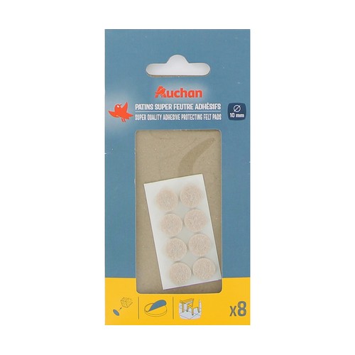 Fieltro adhesivo de 10 mm, 8 unidades, color beige, ALCAMPO.