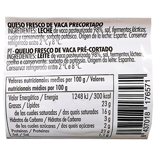 TGT Cobreros Rulo de queso 100% vaca precortado 100 g.