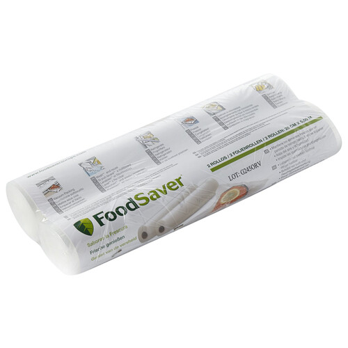 Pack de 2 rollos extensibles de envasado al vacío FOODSAVER FSR2802, 28 cm de ancho x 5,5 metros de longitud.