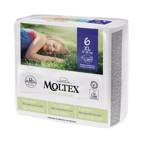 MOLTEX Pure & nature Pañales ecológicos talla 6 (17-28 kg) 35 uds.