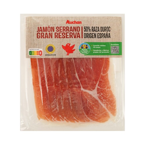 Jamón gran reserva (50% raza Duroc), cortado en lonchas ALCAMPO PRODUCCIÓN CONTROLADA 100 g.