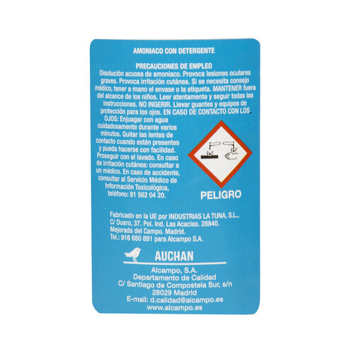 PRODUCTO ALCAMPO Amoniaco con detergente PRODUCTO ALCAMPO 1,5 l.