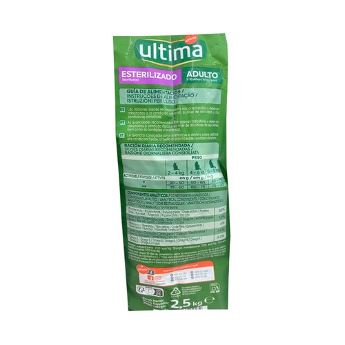 ULTIMA Alimento de gato adulto esterilizado 2,5kg