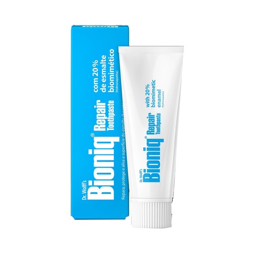 BIONIQ Repair Pasta de dientes sin flúor, reparadora del esmalte, para dientes sensibles 75 ml.