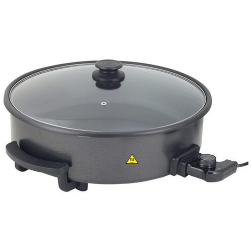 Cazuela eléctrica COMELEC PI 7.580, diámetro 40cm, termostato regulable, tapa de cristal.