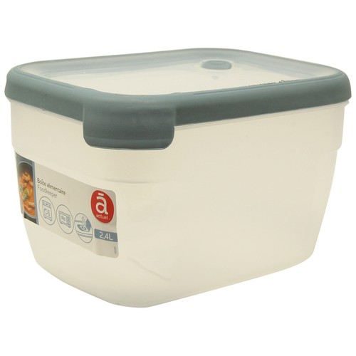 Tupper de plástico rectangular con tapa cierre clip, 2,4 litros ACTUEL.