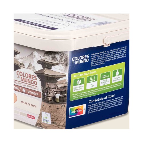 Pintura para paredes monocapa BRUGUER Colores del mundo Nepal Matiz de Beige, 4L.