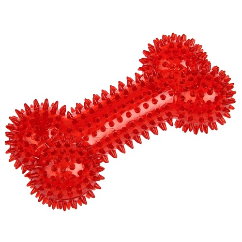 PRODUCTO ALCAMPO Juguete para perro con forma de hueso blando de 16 cm, con espinas.
