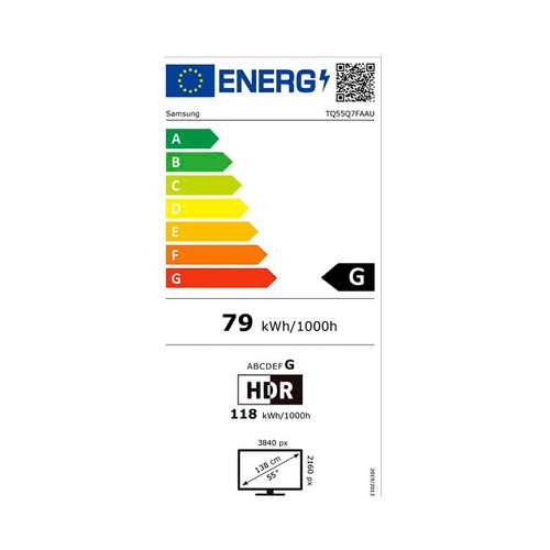 Televisión 139,7 cm (55") QLED SAMSUNG TQ55Q7FAAUXXC, 4K, Smart TV, Ultra HD,3HDMI, USB, 60Hz.